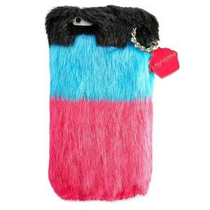 iphone 6 / 6s betsey johnson hard shell fur case pink blue fuzzy phone case